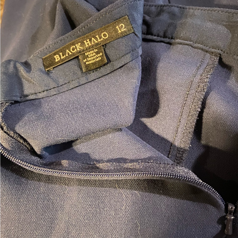 Black Halo Isabella Pants Blue High Waisted Wide Leg Women's Sz 12 - Picture 5 of 6